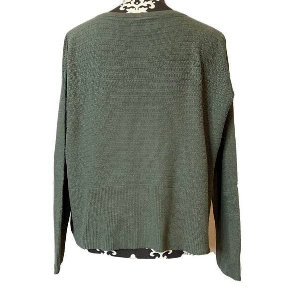 lafayette 148 sweater medium green cashmere blend sligtly cropped neutral - Picture 3 of 5